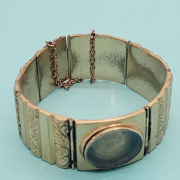 Antique Late Victorian Gold Filled Ornate Bracelet Lovers Frame main image 8